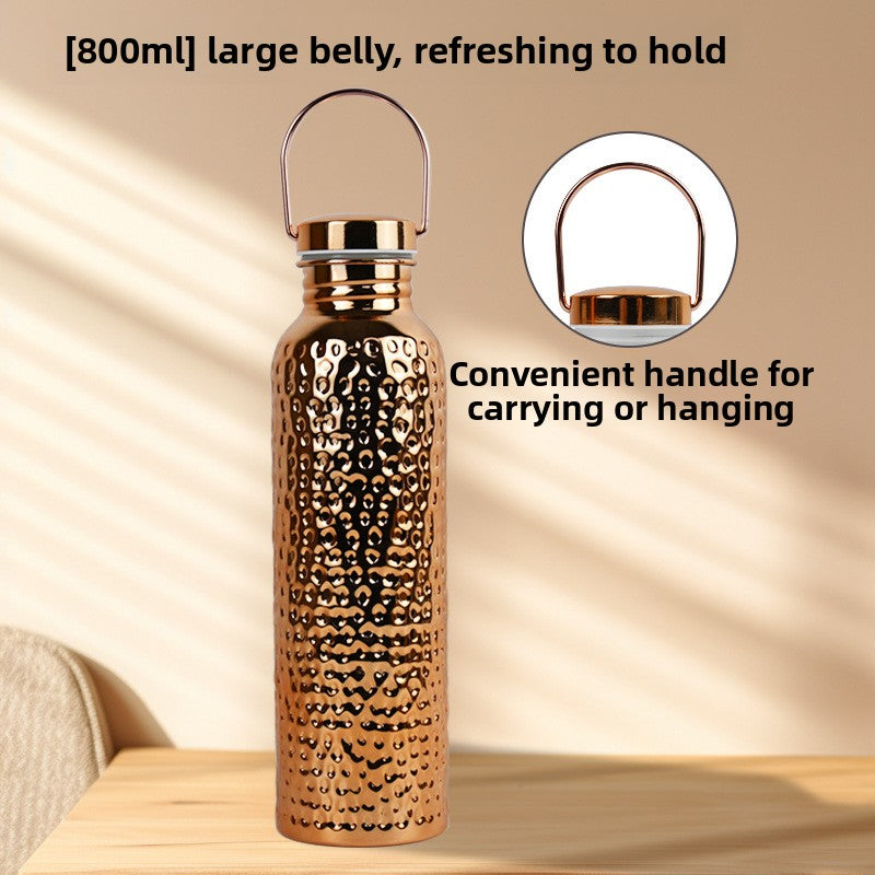 Hammered Electroplated Copper Water Bottle with Handle
