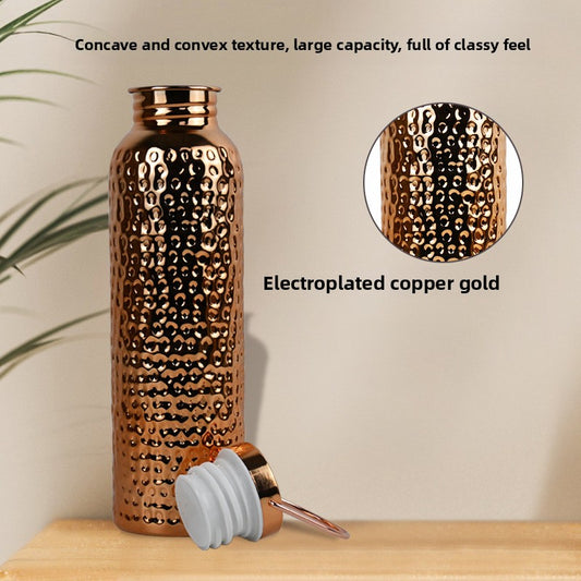 Hammered Electroplated Copper Water Bottle with Handle