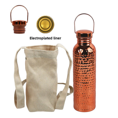 Hammered Electroplated Copper Water Bottle with Handle