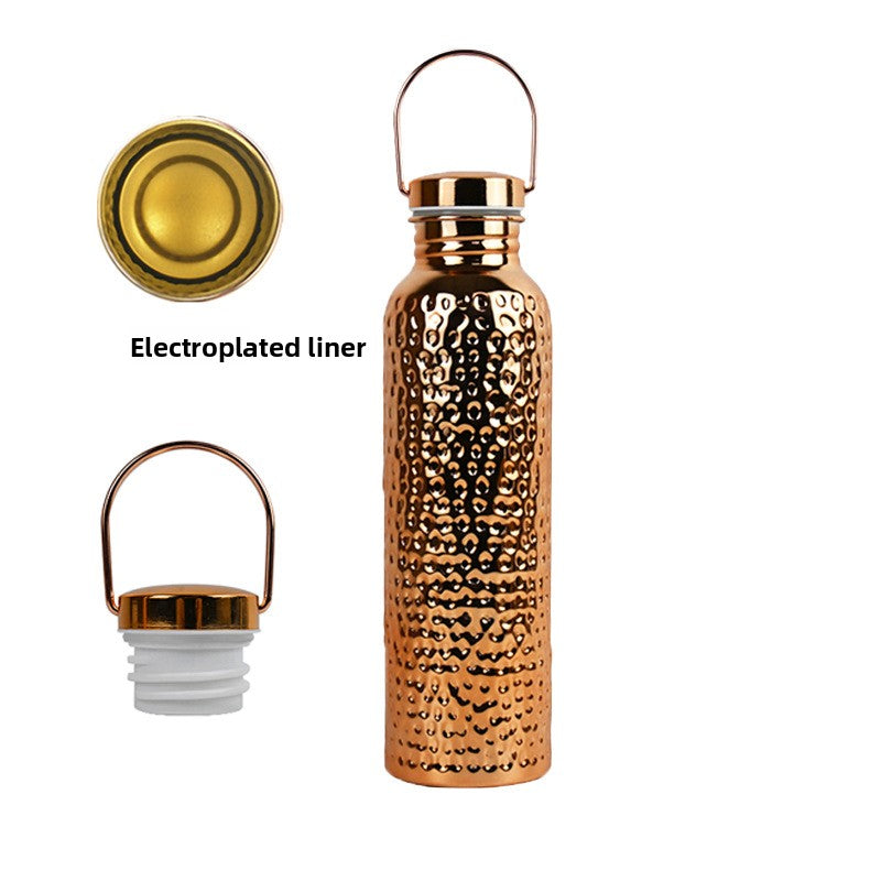 Hammered Electroplated Copper Water Bottle with Handle