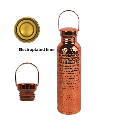 Hammered Electroplated Copper Water Bottle with Handle